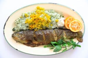 Sabzi Polo with Stuffed Fish